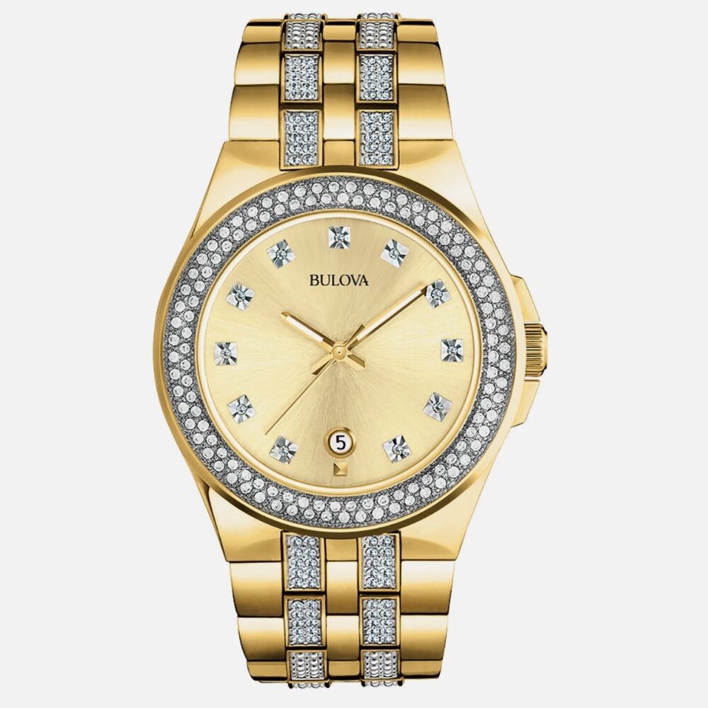 Bulova Men's Quartz Swarovski Crystal Accents Date Calendar Watch 42mm